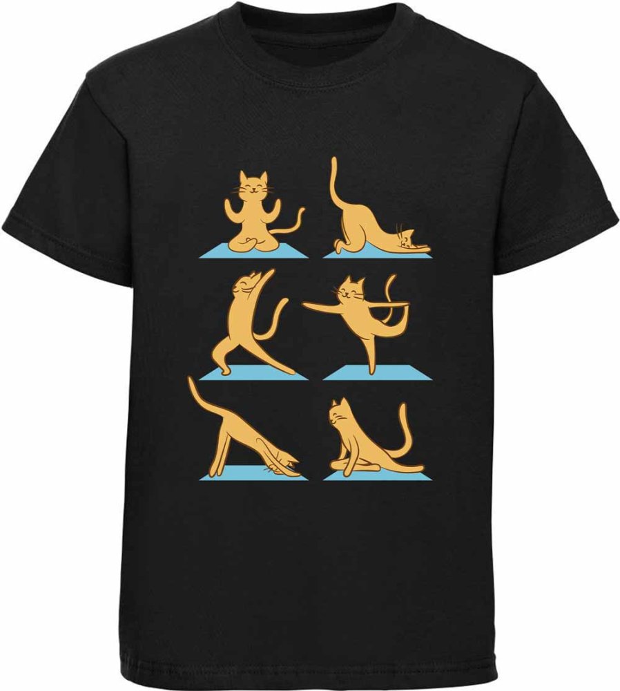 Printed Kids T-Shirt Yoga Cat